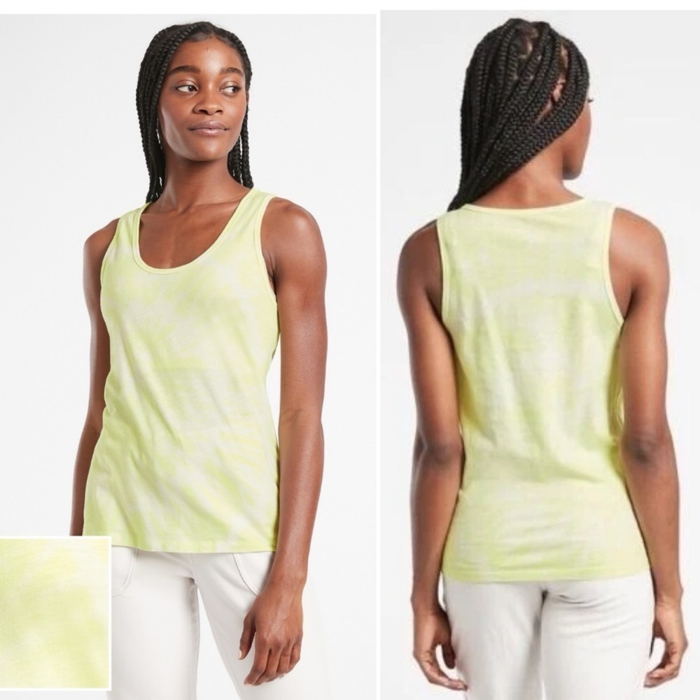 New ATHLETA Organic Cotton Daily Tie Dye Tank Lime Yellow Plus 2X 980758 Soft